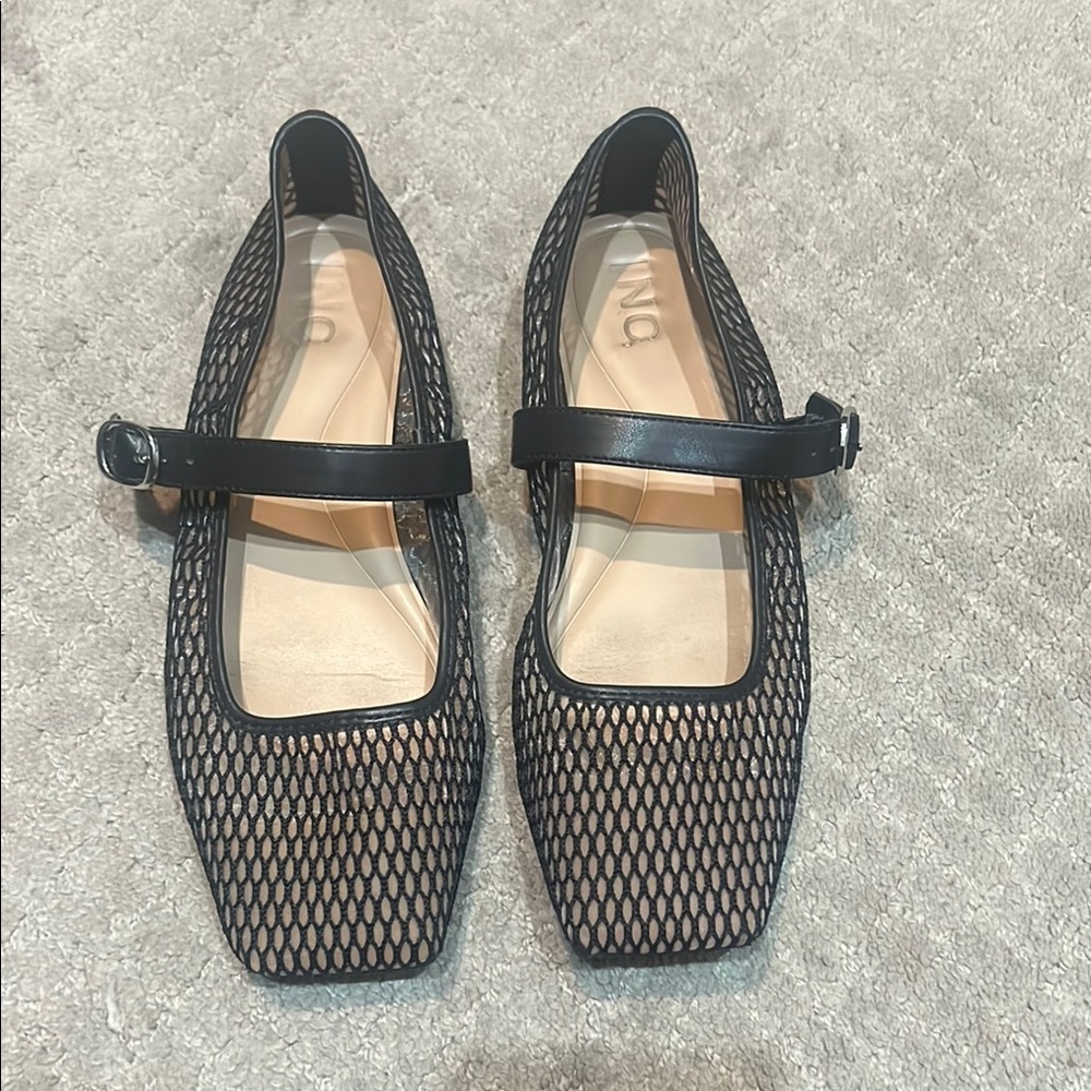 INC International Concepts Black Mesh Mary Jane Flats